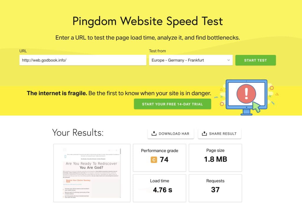 cyber_Folks - mjerenje izvedeno Pingdom Website Speed Testom